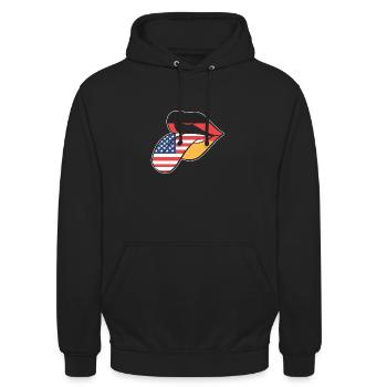 Amerikanisch Deutsch - Unisex Hoodie - Schwarz - Vorne - Alina (178cm) & Michal (187cm)