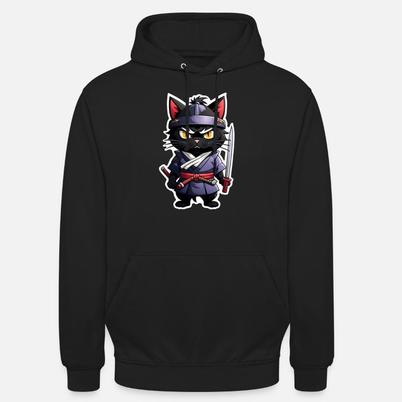 Ninja Cat - Samurai Kitten - Unisex Hoodie - black