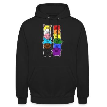 Pride Progress Flagge Schwein Gleichberechtigung - Unisex Hoodie - Schwarz - Vorne - Alina (178cm) & Michal (187cm)