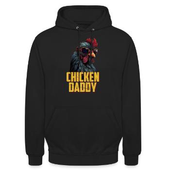 Chicken Daddy Hühner Vatertag Geflügelzüchter Hahn - Unisex Hoodie - Schwarz - Vorne - Alina (178cm) & Michal (187cm)