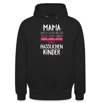 Mama - Kinder - Unisex Hoodie - Schwarz - Vorne - Alina (178cm) & Michal (187cm)