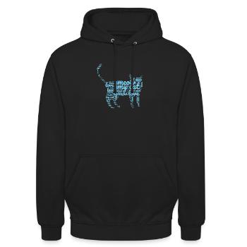 Motif avec un motif d’amour pour un chat - Sweat-shirt à capuche unisexe - noir - Devant - Alina (178cm) & Michal (187cm)