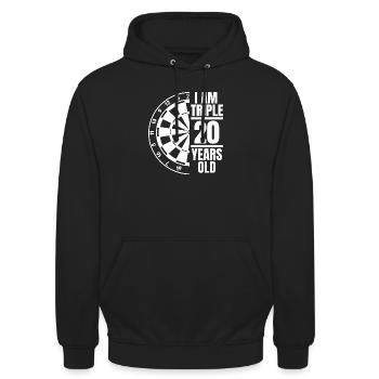 J’ai trois fois 20 ans - Sweat-shirt à capuche unisexe - noir - Devant - Alina (178cm) & Michal (187cm)