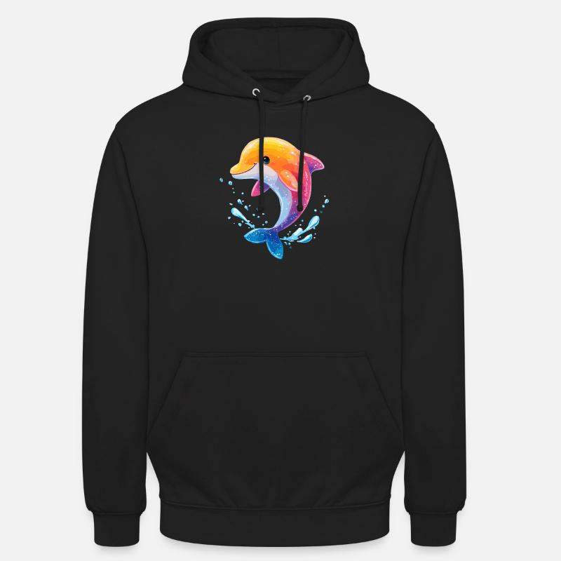 Farbiger Delfin Spritz - Unisex Hoodie - Schwarz