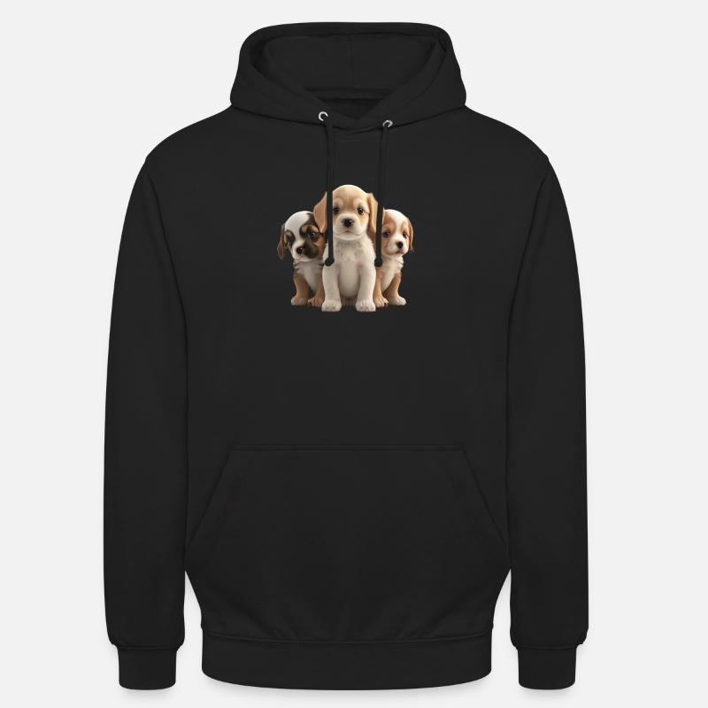 CHIOTS TOUS MIGNONS - Sweat-shirt à capuche unisexe - noir