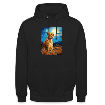Cheetah, Van Gogh, Starry Night, Animal - Unisex Hoodie - black - Front - Alina (178cm) & Michal (187cm)