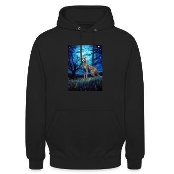 Cheetah, Van Gogh, Starry Night, Animal - Unisex Hoodie - black - Front - Alina (178cm) & Michal (187cm)