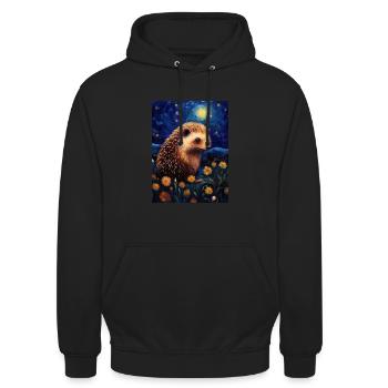 Hedgehog, Van Gogh, Starry Night, Animal - Unisex Hoodie - black - Front - Alina (178cm) & Michal (187cm)