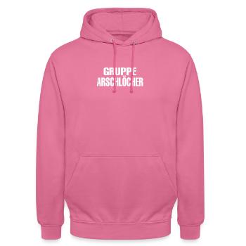 Gruppe Arschlöcher Lustig Humor Gruppe Arschloch - Unisex Hoodie - Pink - Vorne - Alina (178cm) & Michal (187cm)
