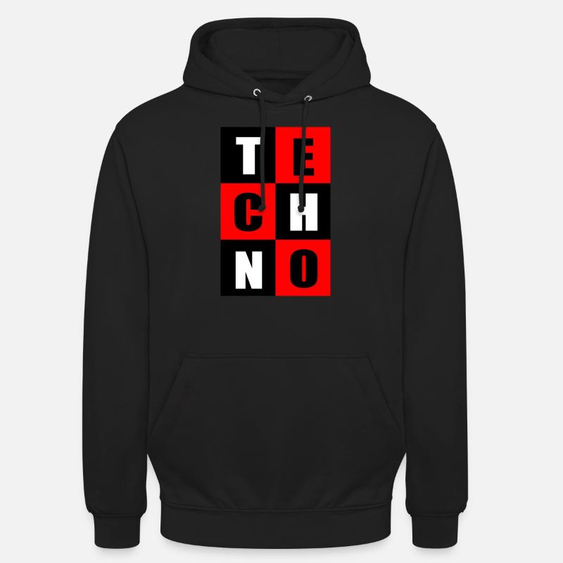 Techno Rot und Schwarz - Unisex Hoodie - Schwarz