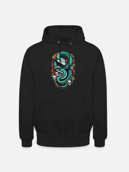 Schlangenskelett und Tattoo - Unisex Hoodie - Schwarz