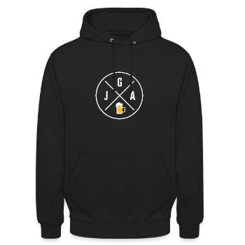 JGA Junggesellenabschied - Unisex Hoodie - Schwarz - Vorne - Alina (178cm) & Michal (187cm)
