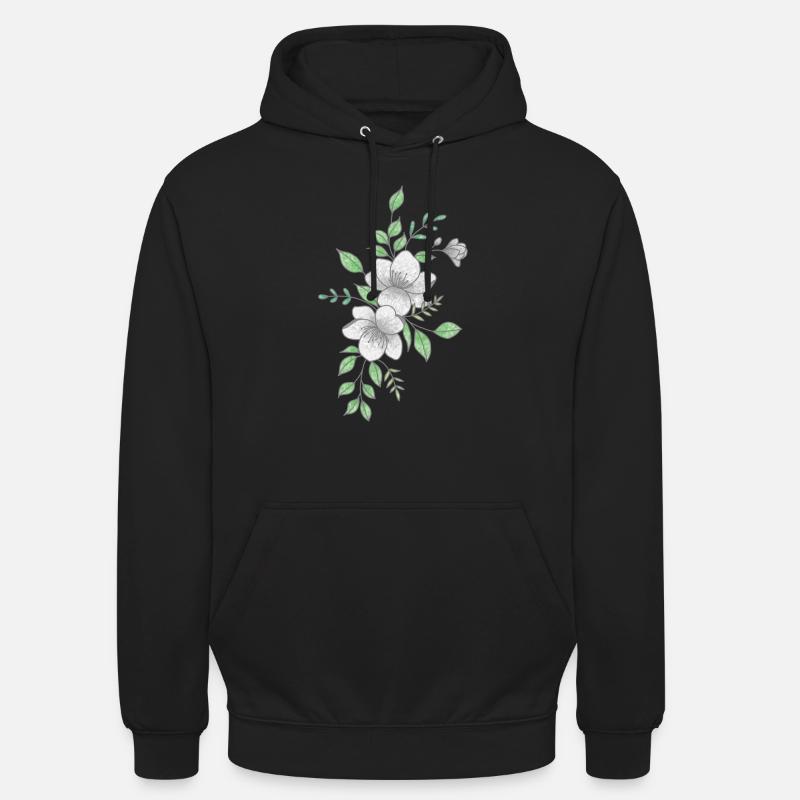 Fleur blanche et grise - Sweat-shirt à capuche unisexe - noir