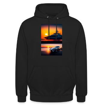 combine luxury car - Sweat-shirt à capuche unisexe - noir - Devant - Alina (178cm) & Michal (187cm)