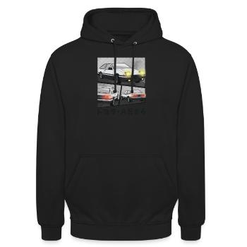 CAR COMIC / POP UP HEADLIGHTS HATCHBACK - Unisex Hoodie - black - Front - Alina (178cm) & Michal (187cm)
