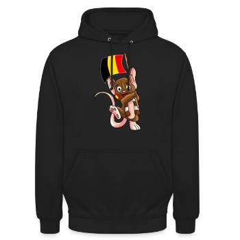 Belgien Fan Maus - Unisex Hoodie - Schwarz - Vorne - Alina (178cm) & Michal (187cm)