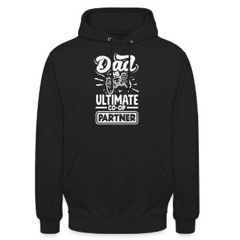 Dad The Ultimate CO-OP Partner Fathers Day Gamer - Unisex Hoodie - Schwarz - Vorne - Alina (178cm) & Michal (187cm)