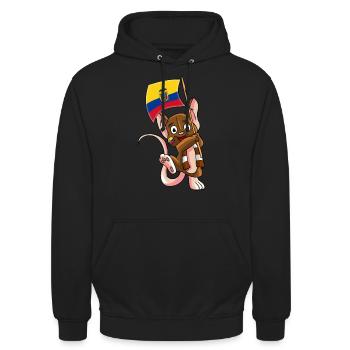 Ecuador Fan Maus - Unisex Hoodie - Schwarz - Vorne - Alina (178cm) & Michal (187cm)