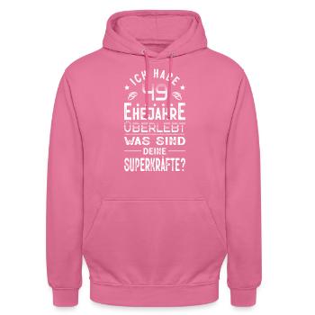 Hochzeitsgeschenk 49 Jahre Ehe Hochzeitstag - Unisex Hoodie - Pink - Vorne - Alina (178cm) & Michal (187cm)