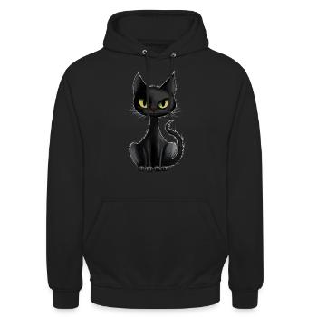 BLACK CAT ON A BLACK T-SHIRT - Unisex Hoodie - black - Front - Alina (178cm) & Michal (187cm)