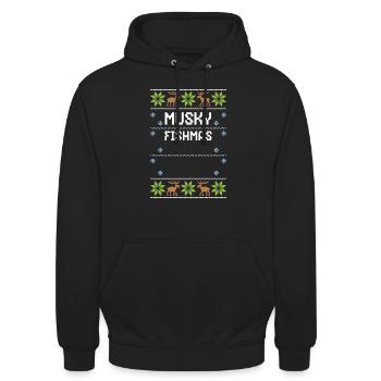 Musky Fishmas - Ugly Christmas - Unisex Hoodie - Schwarz - Vorne - Alina (178cm) & Michal (187cm)