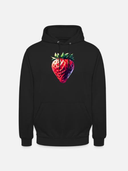 Erdbeere im Polygon-Stil - Unisex Hoodie - Schwarz