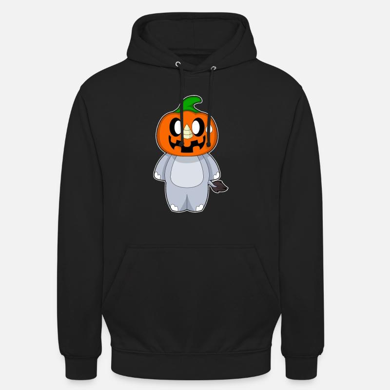 Hippopotame Halloween citrouille - Sweat-shirt à capuche unisexe - noir