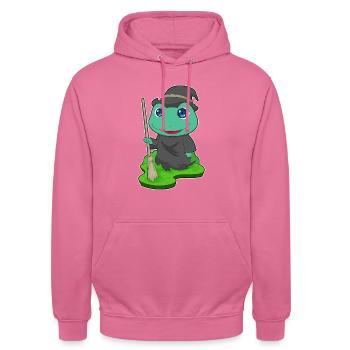 Frosch Hexe Besen - Unisex Hoodie - Pink - Vorne - Alina (178cm) & Michal (187cm)