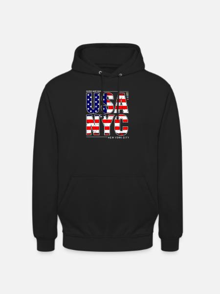 USA NYC Flag Lettering Graphics - Unisex Hoodie - black