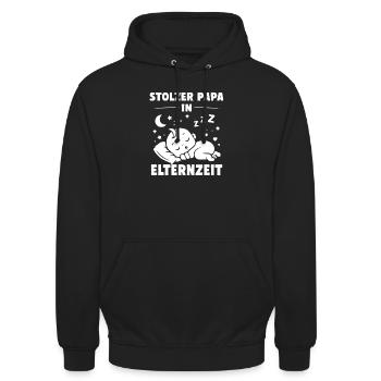 Stolzer Papa in Elternzeit - Unisex Hoodie - Schwarz - Vorne - Alina (178cm) & Michal (187cm)