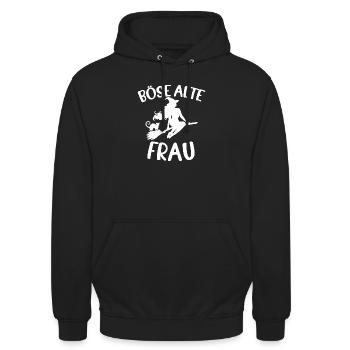 Méchante vieille sorcière sur le balai - Sweat-shirt à capuche unisexe - noir - Devant - Alina (178cm) & Michal (187cm)