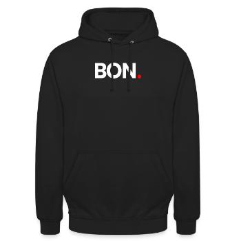 BON | Réaction humour minimaliste - Sweat-shirt à capuche unisexe - noir - Devant - Alina (178cm) & Michal (187cm)