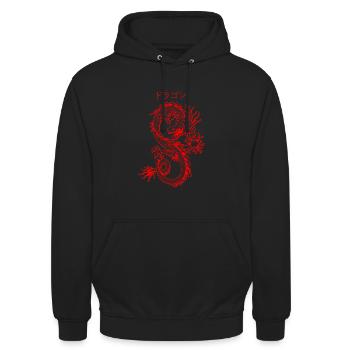 Dragon japonais Anime E-Girl & E-Boy Style - Sweat-shirt à capuche unisexe - noir - Devant - Alina (178cm) & Michal (187cm)