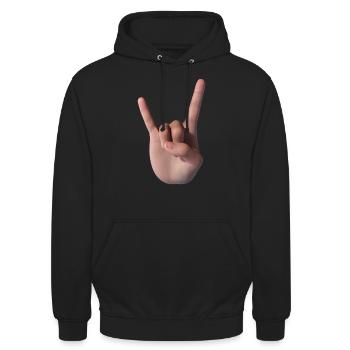 Hupenzeichen (Gesicht) - Unisex Hoodie - Schwarz - Vorne - Alina (178cm) & Michal (187cm)