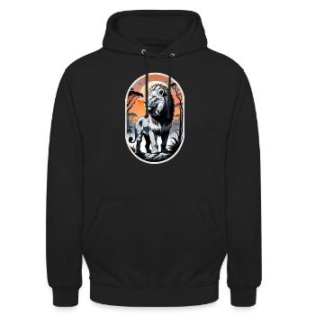 Lion, Lion Cub and Jungle - Unisex Hoodie - black - Front - Alina (178cm) & Michal (187cm)