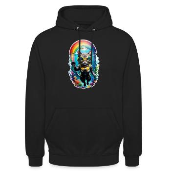 chat faisant de la plongée - Sweat-shirt à capuche unisexe - noir - Devant - Alina (178cm) & Michal (187cm)