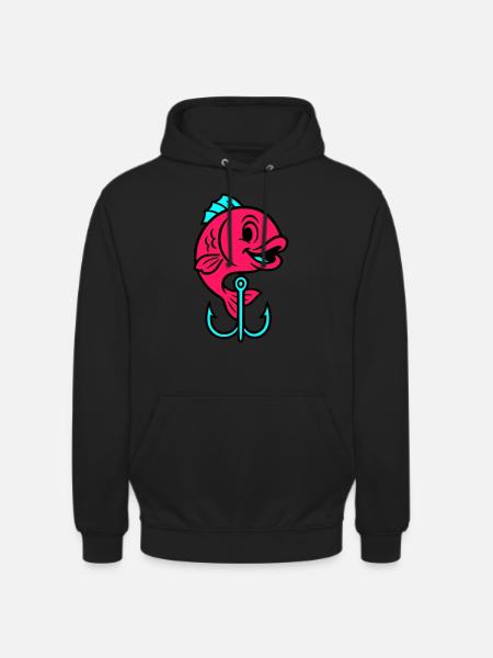 Fish Fish Hook Comic - Unisex Hoodie - black