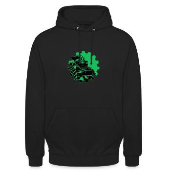 Traktor Traktorfahrer Landwirt Traktorfelge - Unisex Hoodie - Schwarz - Vorne - Alina (178cm) & Michal (187cm)