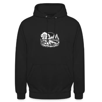 Gemeinsam Unterwegs - Unisex Hoodie - Schwarz - Vorne - Alina (178cm) & Michal (187cm)