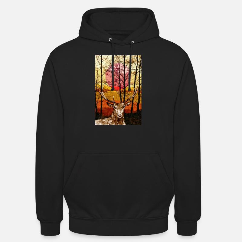cerf - Sweat-shirt à capuche unisexe - noir
