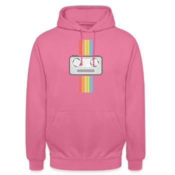 Retro Kassette Logo (Ästhetik) - Unisex Hoodie - Pink - Vorne - Alina (178cm) & Michal (187cm)