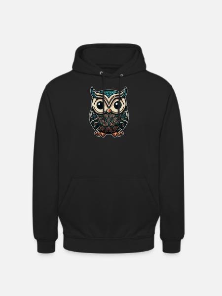 Eule im Cartoon Style 2 - Unisex Hoodie - Schwarz