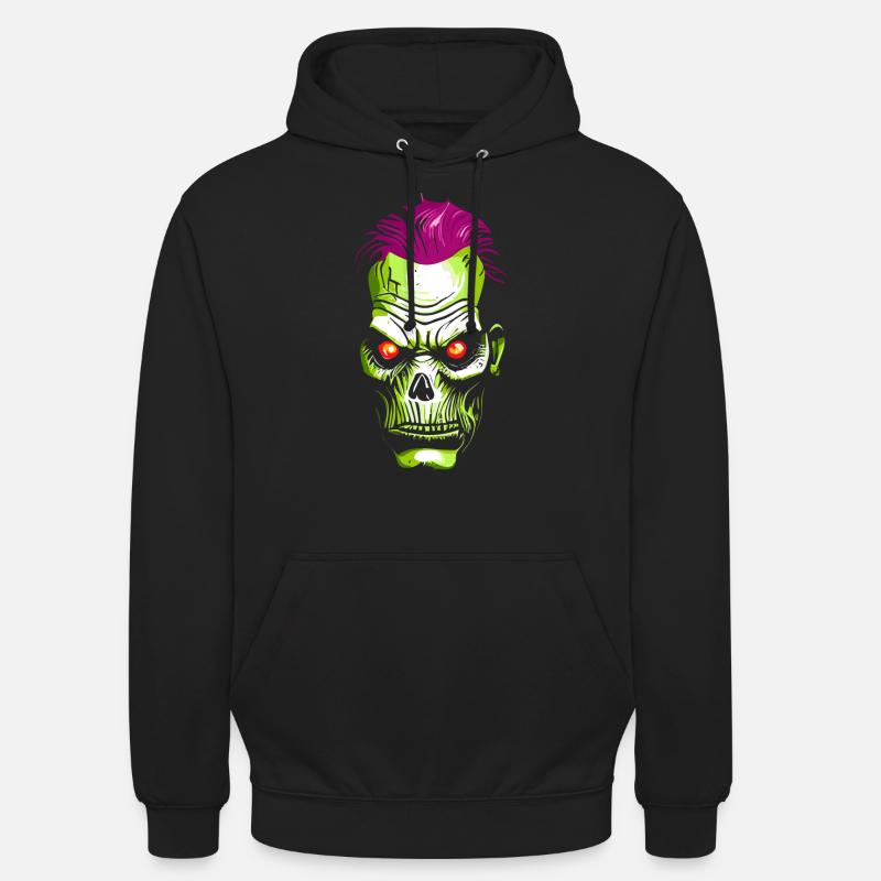 Monstre zombie vert vert - Sweat-shirt à capuche unisexe - noir
