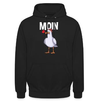 Moin Möwe - Unisex Hoodie - Schwarz - Vorne - Alina (178cm) & Michal (187cm)