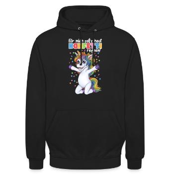 Einhorn Party Konfetti Karneval Geburtstag Kinder - Unisex Hoodie - Schwarz - Vorne - Alina (178cm) & Michal (187cm)