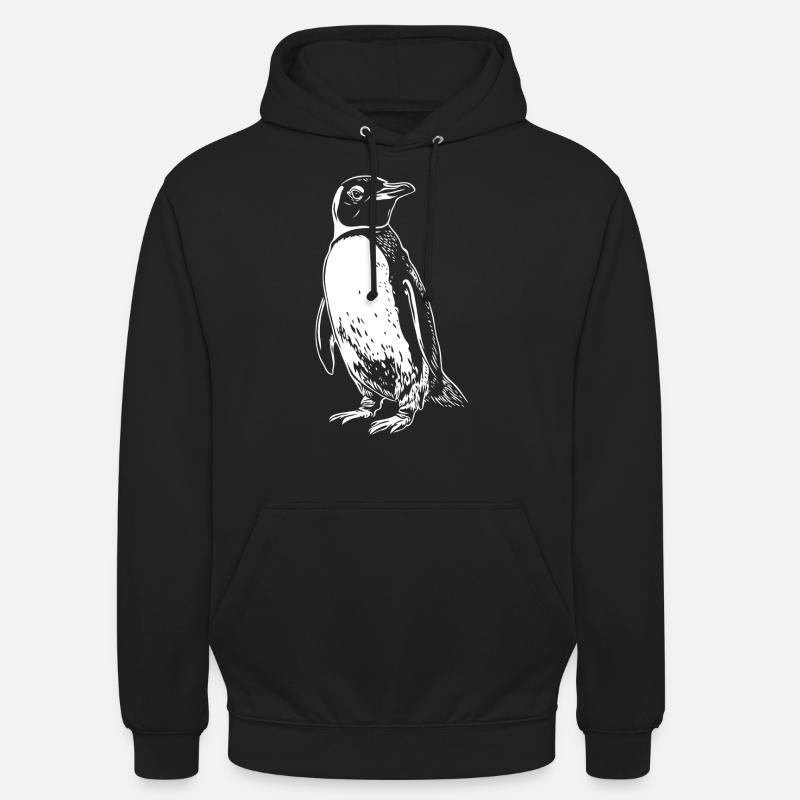Dessin du pingouin blanc - Sweat-shirt à capuche unisexe - noir