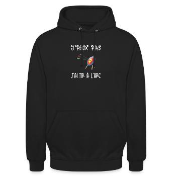 j'peux pas j'ai tir a l'arc - Sweat-shirt à capuche unisexe - noir - Devant - Alina (178cm) & Michal (187cm)