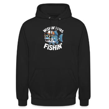 Poisson humoristique avec lunettes de soleil et casquette - Sweat-shirt à capuche unisexe - noir - Devant - Alina (178cm) & Michal (187cm)