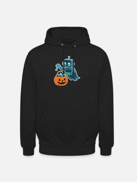 Spooky Minibot with Pumpkin Basket - Unisex Hoodie - black