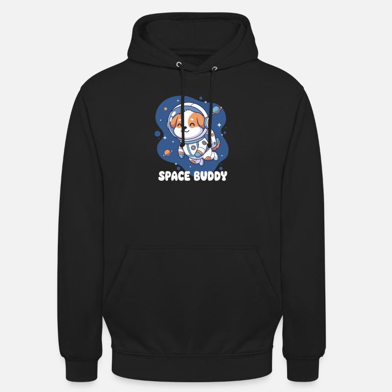 Chien astronaute compagnon de l’espace - Sweat-shirt à capuche unisexe - noir